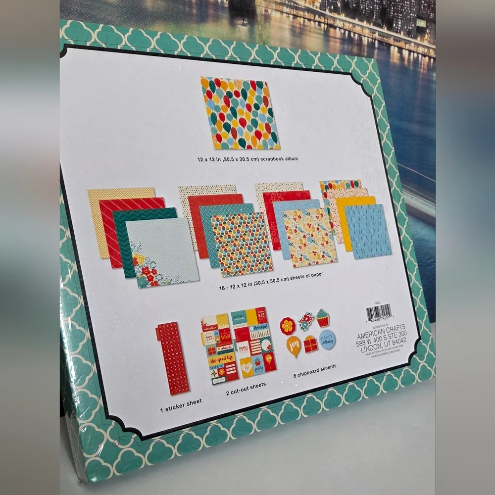 American Crafts Scrapbook Box Birthday Kit NIB